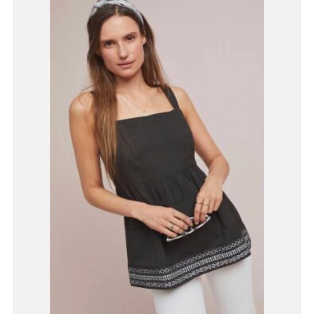 Anthropologie Amit Aggarwal Olivia Embroidered Tank Top XS Boho Babydoll